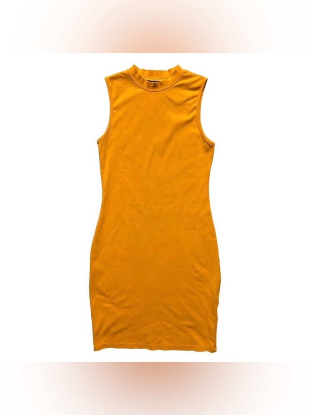 SHEIN “BASICS Cotton Neon Orange Mock-Neck Bodycon Dress”